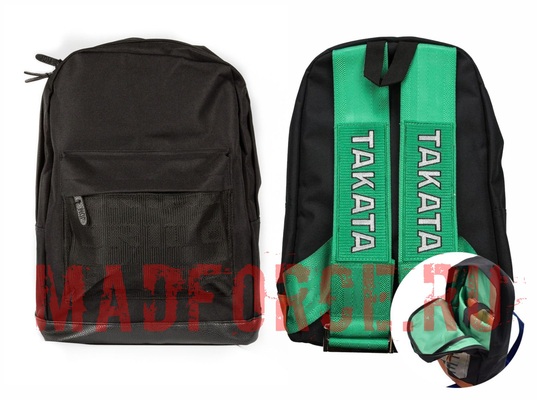 Рюкзак BRIDE черный, ремни TAKATA (зеленые)